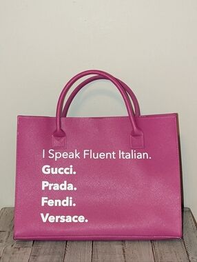 Statement Pink Tote Bag with Italian Designer Print